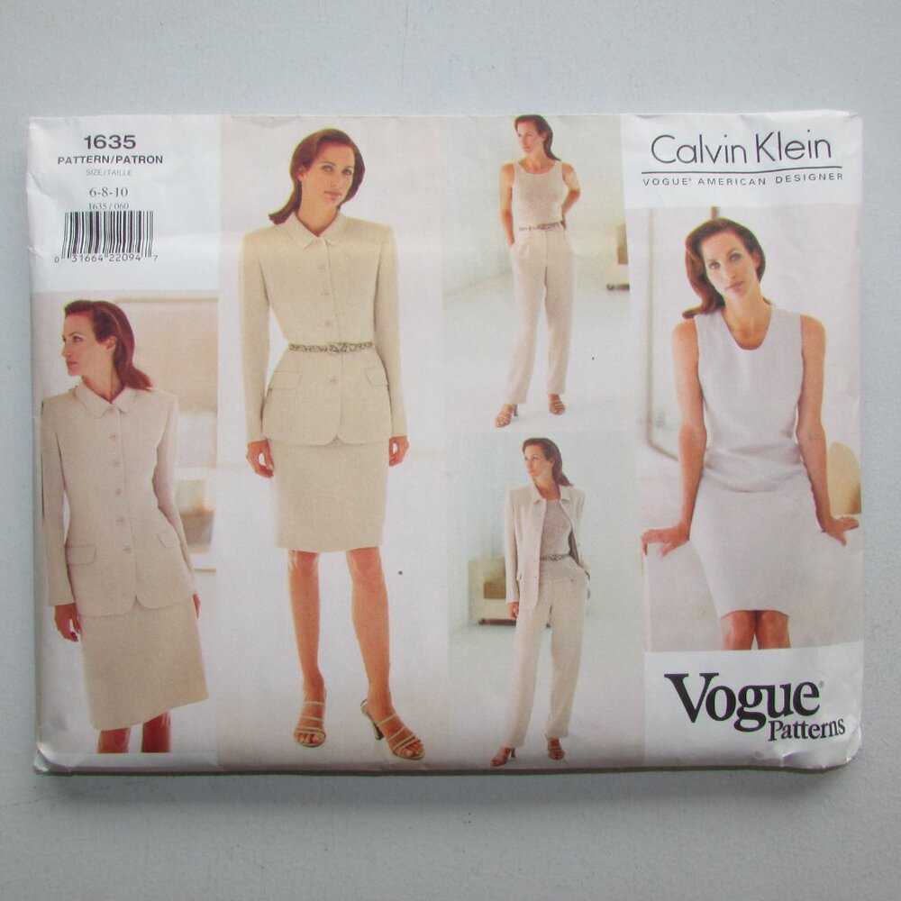 Calvin Klein Vogue Sewing Pattern - 1635 - Sz 6-8-10 - UNCUT